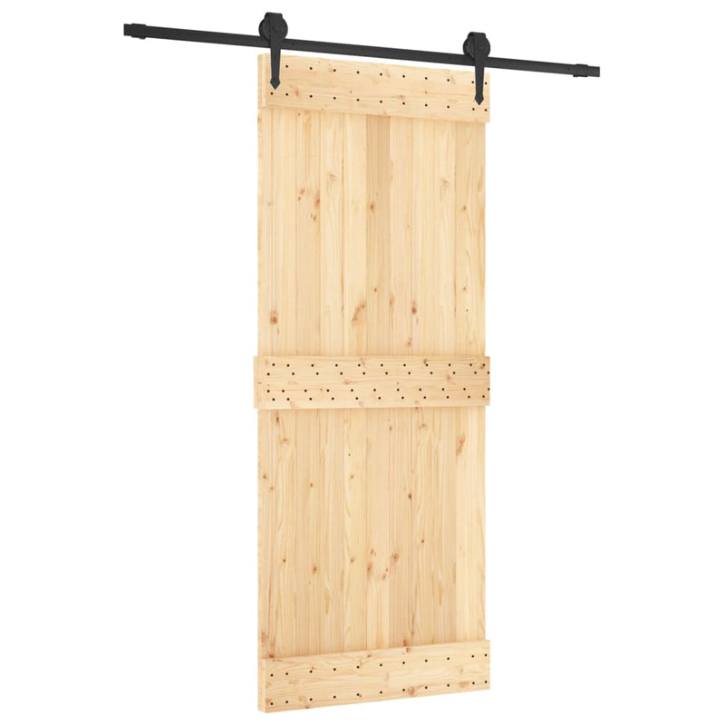 vidaXL tömör fenyőfa tolóajtó fémszerelék szettel 85x210 cm