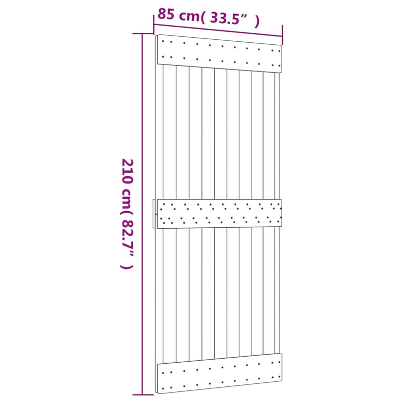 vidaXL tömör fenyőfa tolóajtó fémszerelék szettel 85x210 cm