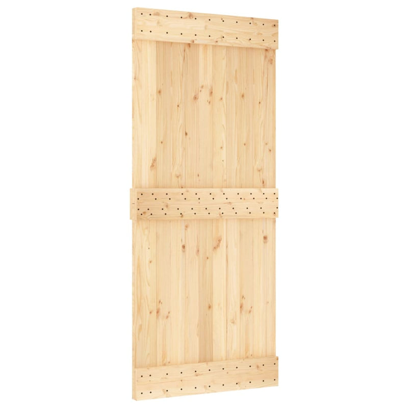 vidaXL tömör fenyőfa tolóajtó fémszerelék szettel 90 x 210 cm