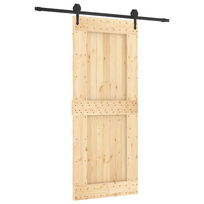 vidaXL tömör fenyőfa tolóajtó fémszerelék szettel 85x210 cm