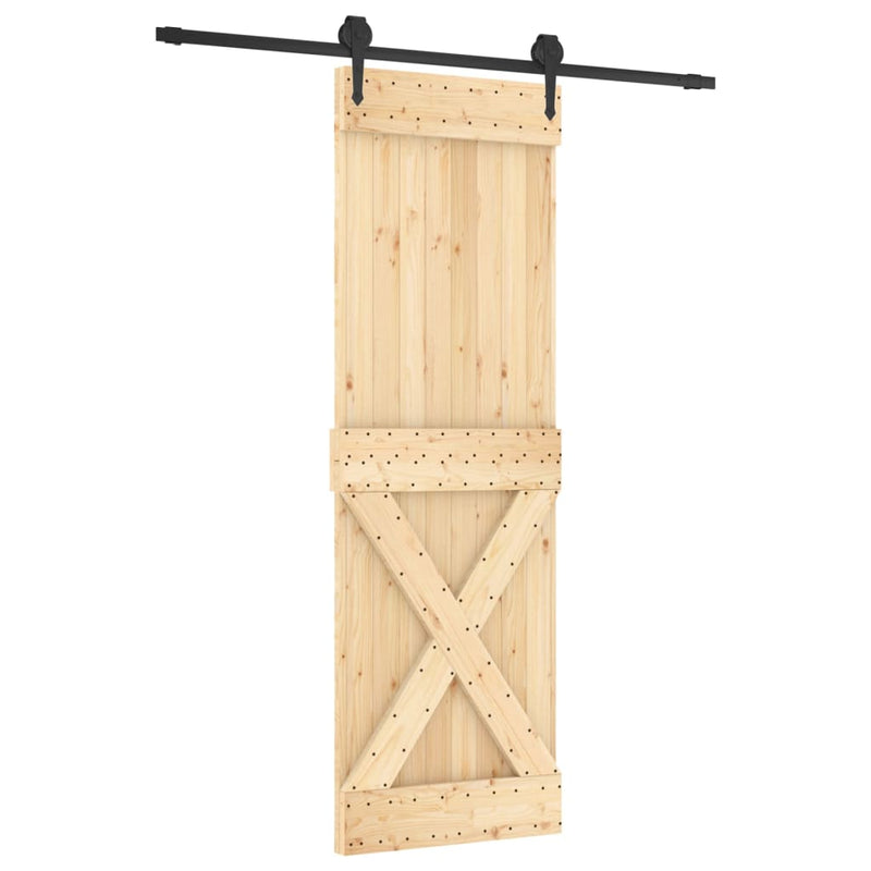 vidaXL tömör fenyőfa tolóajtó fémszerelék szettel 70 x 210 cm