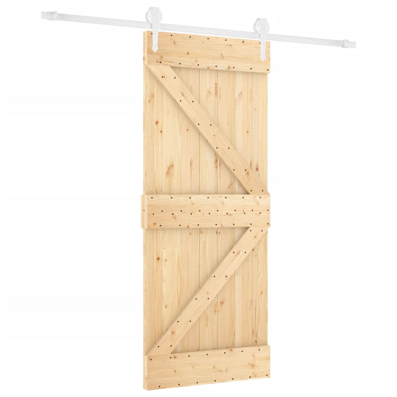vidaXL tömör fenyőfa tolóajtó fémszerelék szettel 80 x 210 cm