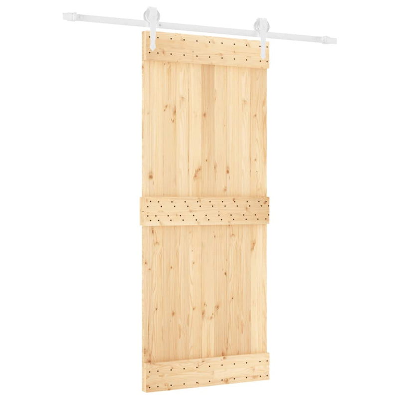 vidaXL tömör fenyőfa tolóajtó fémszerelék szettel 85x210 cm