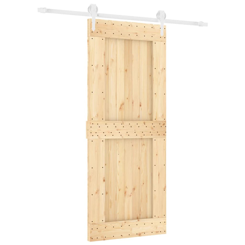 vidaXL tömör fenyőfa tolóajtó fémszerelék szettel 85x210 cm