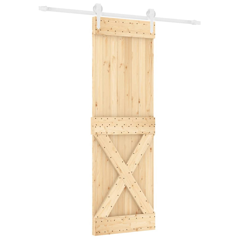 vidaXL tömör fenyőfa tolóajtó fémszerelék szettel 70 x 210 cm
