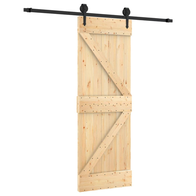 vidaXL tömör fenyőfa tolóajtó fémszerelék szettel 70 x 210 cm