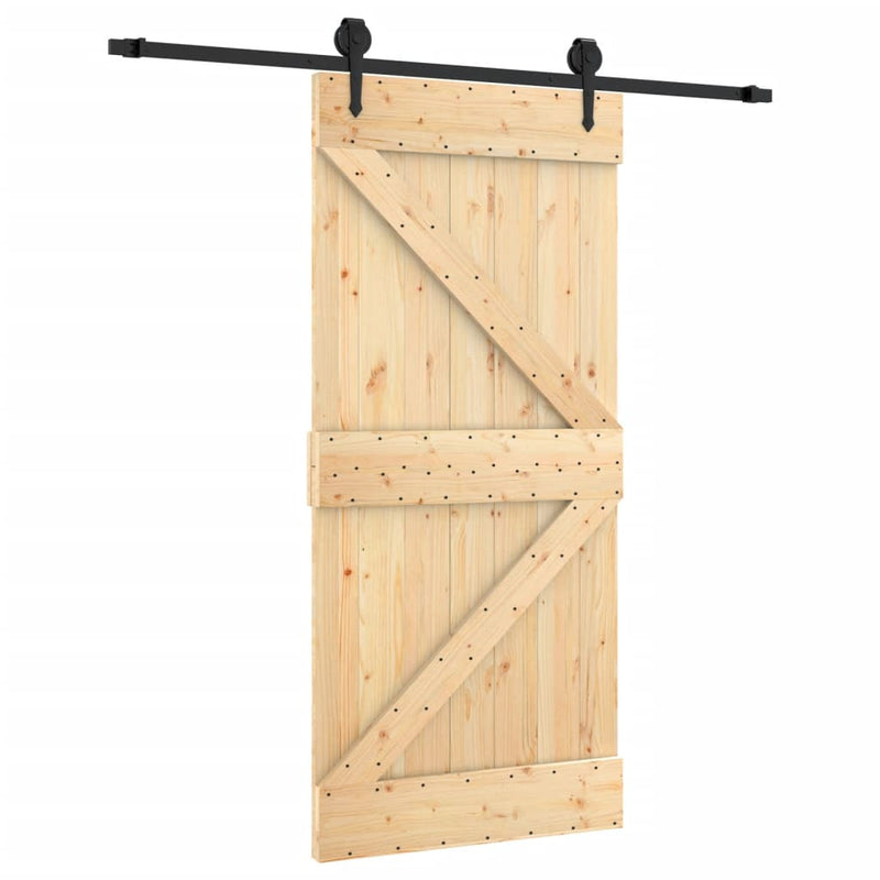 vidaXL tömör fenyőfa tolóajtó fémszerelék szettel 95 x 210 cm