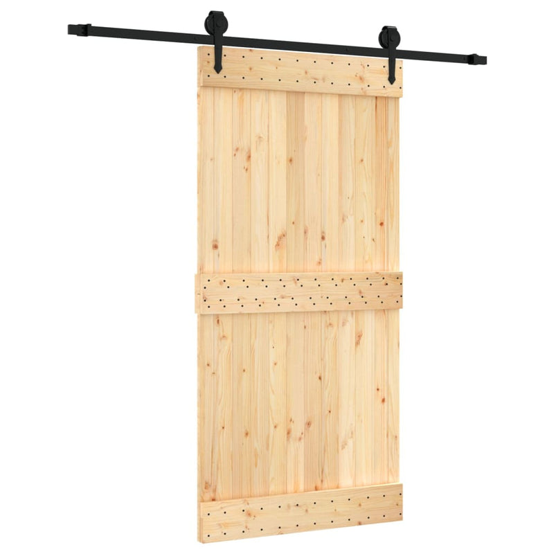 vidaXL tömör fenyőfa tolóajtó fémszerelék szettel 100 x 210 cm