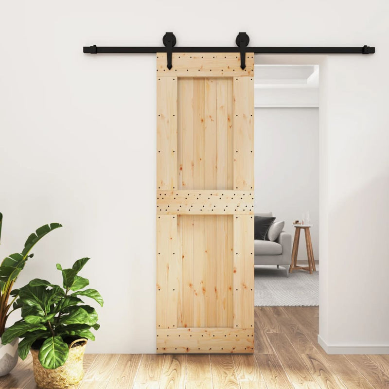 vidaXL tömör fenyőfa tolóajtó fémszerelék szettel 70 x 210 cm