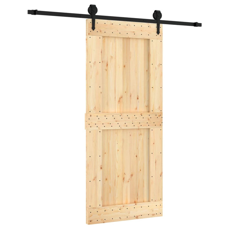 vidaXL tömör fenyőfa tolóajtó fémszerelék szettel 90 x 210 cm