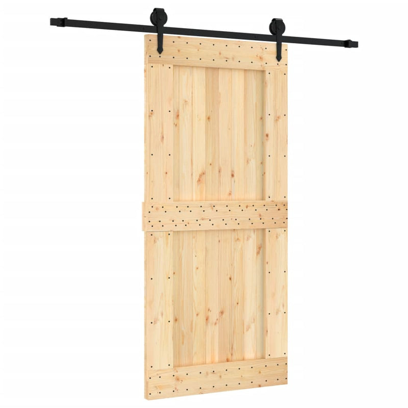vidaXL tömör fenyőfa tolóajtó fémszerelék szettel 95 x 210 cm