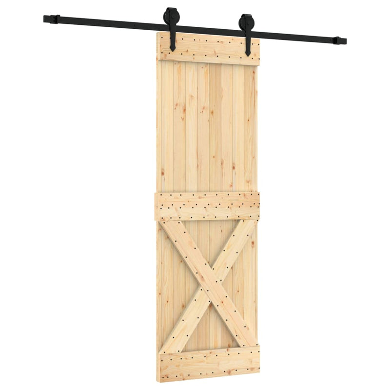 vidaXL tömör fenyőfa tolóajtó fémszerelék szettel 70 x 210 cm