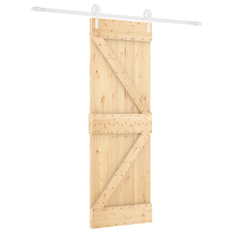 vidaXL tömör fenyőfa tolóajtó fémszerelék-szettel 70 x 210 cm