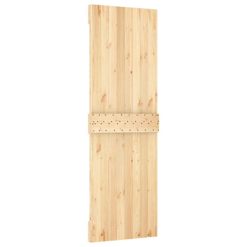 vidaXL tömör fenyőfa tolóajtó fémszerelék szettel 80 x 210 cm
