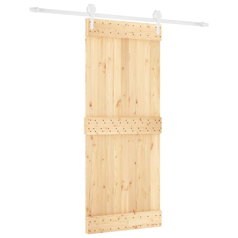 vidaXL tömör fenyőfa tolóajtó fémszerelék szettel 85x210 cm