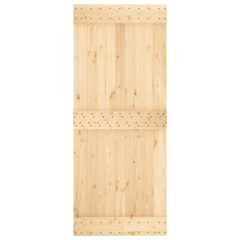 vidaXL tömör fenyőfa tolóajtó fémszerelék szettel 85x210 cm