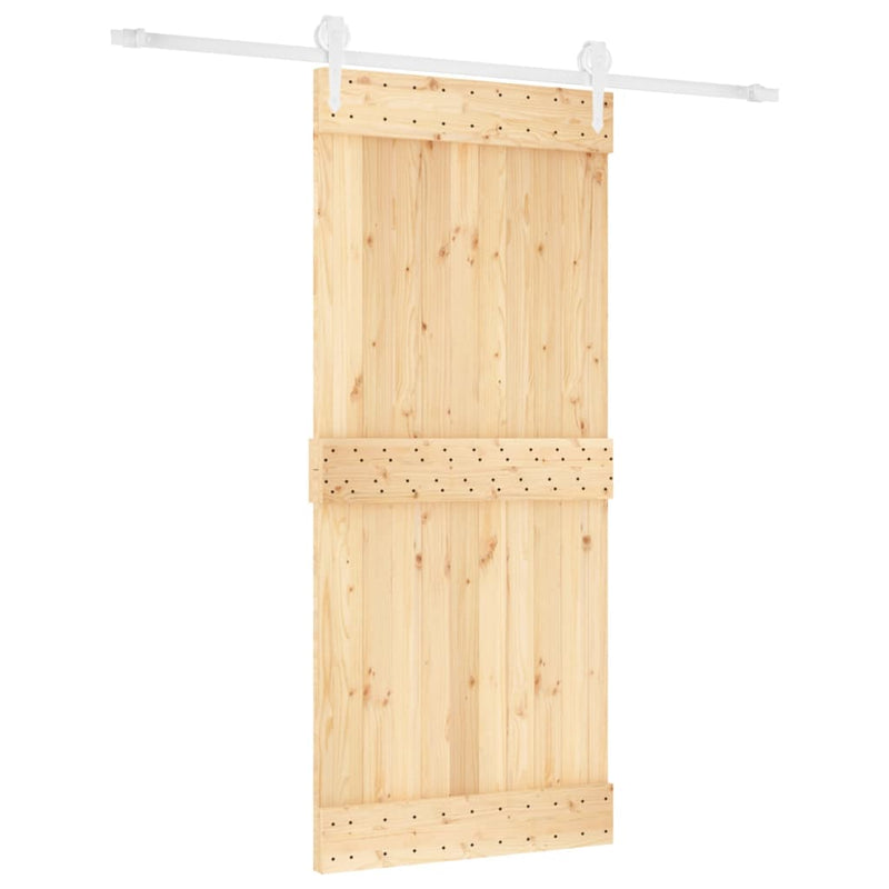 vidaXL tömör fenyőfa tolóajtó fémszerelék szettel 90 x 210 cm