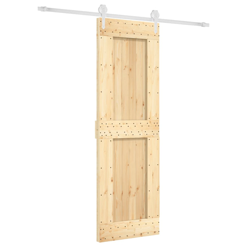 vidaXL tömör fenyőfa tolóajtó fémszerelék-szettel 70 x 210 cm