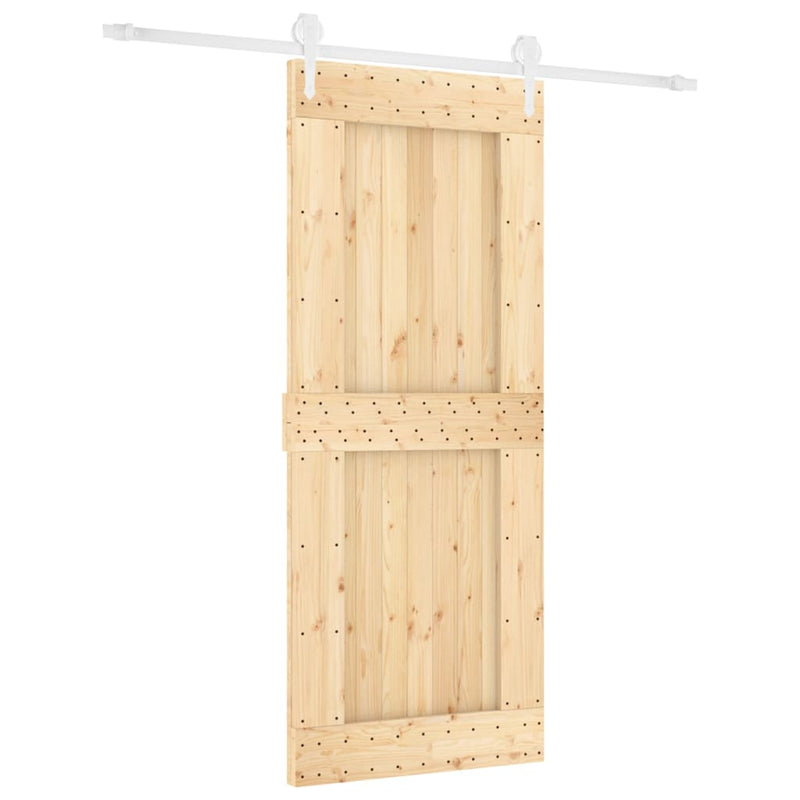vidaXL tömör fenyőfa tolóajtó fémszerelék szettel 85x210 cm