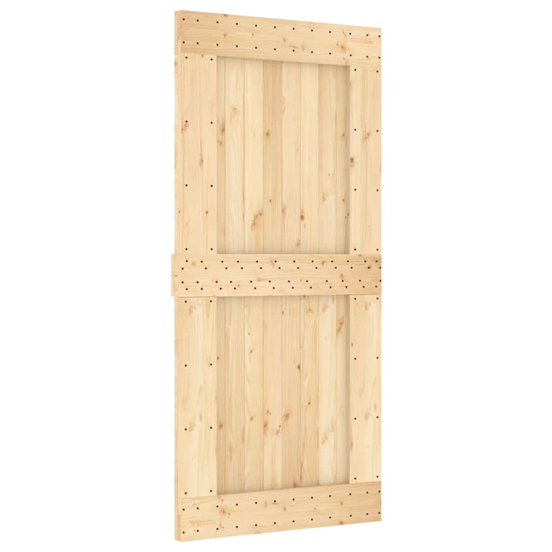 vidaXL tömör fenyőfa tolóajtó fémszerelék szettel 95 x 210 cm
