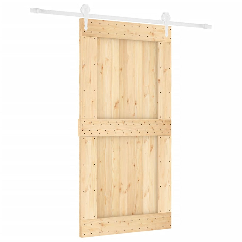 vidaXL tömör fenyőfa tolóajtó fémszerelék szettel 100 x 210 cm