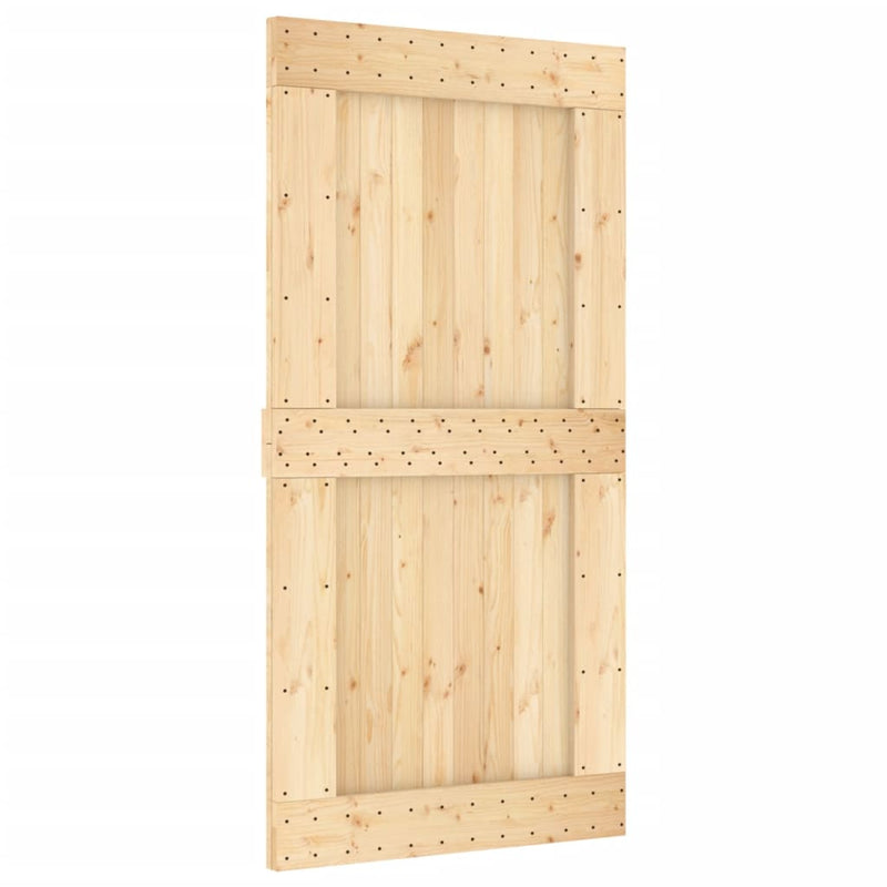 vidaXL tömör fenyőfa tolóajtó fémszerelék szettel 100 x 210 cm