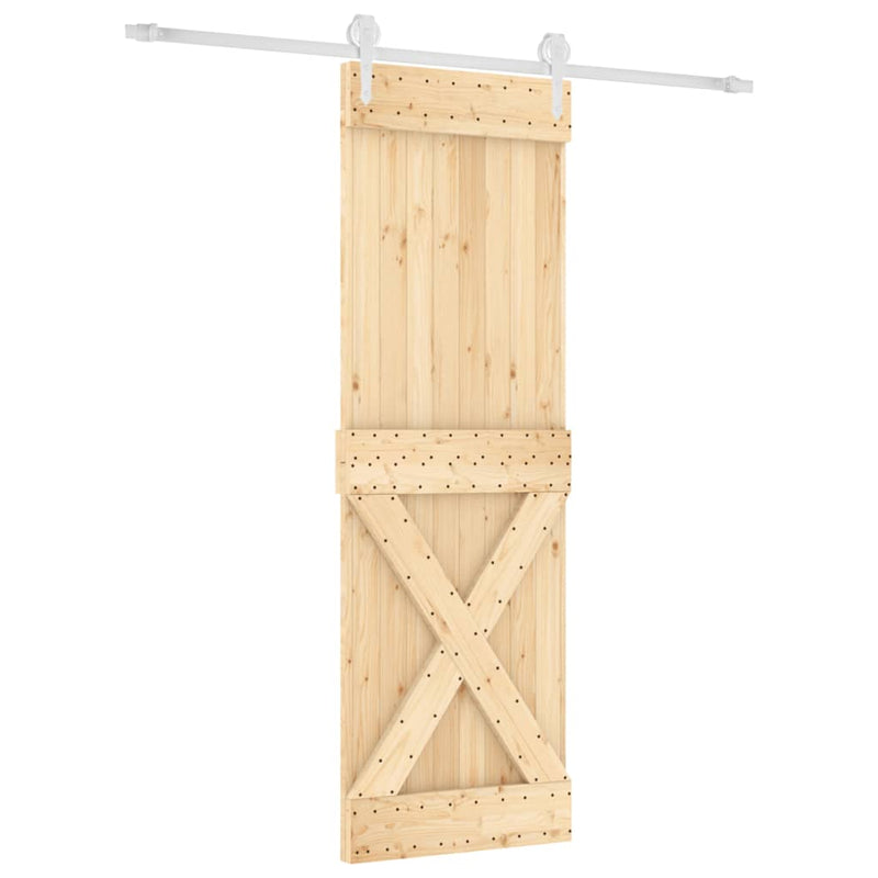 vidaXL tömör fenyőfa tolóajtó fémszerelék-szettel 70 x 210 cm