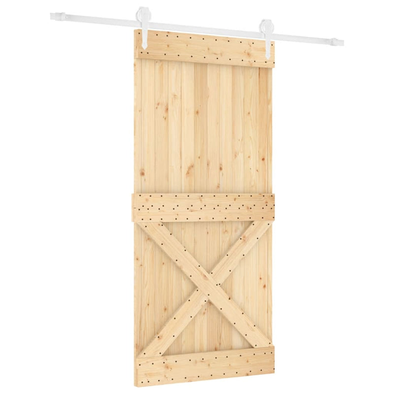 vidaXL tömör fenyőfa tolóajtó fémszerelék szettel 95 x 210 cm