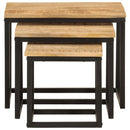 vidaXL 3 db tömör mangófa és vas egymásba helyezhető dohányzóasztal