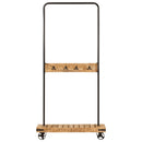 vidaXL tömör mangófa és vas ruhaállvány kerekekkel 90 x 35 x 190 cm