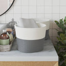 vidaXL 2 db szürke-fehér pamut tárolókosár Ø24 x 18 cm