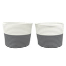 vidaXL 2 db szürke-fehér pamut tárolókosár Ø24 x 18 cm
