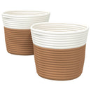 vidaXL 2 db barna és fehér pamut tárolókosár Ø24 x 18 cm