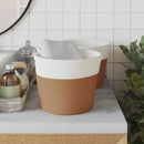 vidaXL 2 db barna és fehér pamut tárolókosár Ø24 x 18 cm