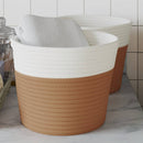 vidaXL 2 db barna és fehér pamut tárolókosár Ø24 x 18 cm