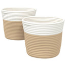 vidaXL 2 db bézs és fehér pamut tárolókosár Ø24 x 18 cm