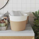 vidaXL 2 db bézs és fehér pamut tárolókosár Ø24 x 18 cm