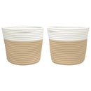 vidaXL 2 db bézs és fehér pamut tárolókosár Ø24 x 18 cm