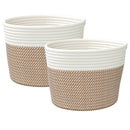 vidaXL 2 db barna és fehér pamut tárolókosár Ø24 x 18 cm
