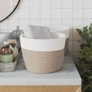 vidaXL 2 db barna és fehér pamut tárolókosár Ø24 x 18 cm