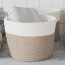 vidaXL 2 db barna és fehér pamut tárolókosár Ø24 x 18 cm