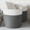vidaXL 2 db szürke és fehér pamut tárolókosár Ø28 x 28 cm