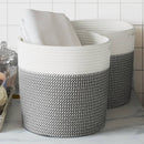 vidaXL 2 db szürke és fehér pamut tárolókosár Ø28 x 28 cm
