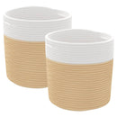 vidaXL 2 db bézs és fehér pamut tárolókosár Ø28 x 28 cm