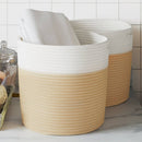 vidaXL 2 db bézs és fehér pamut tárolókosár Ø28 x 28 cm