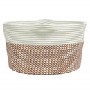 vidaXL barna és fehér pamut tárolókosár Ø40 x 25 cm