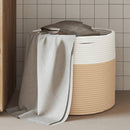 vidaXL bézs és fehér pamut tárolókosár Ø40 x 35 cm