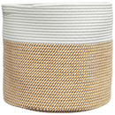 vidaXL barna és fehér pamut tárolókosár Ø40 x 35 cm