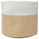vidaXL barna és fehér pamut tárolókosár Ø40 x 35 cm