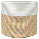 vidaXL barna és fehér pamut tárolókosár Ø40 x 35 cm